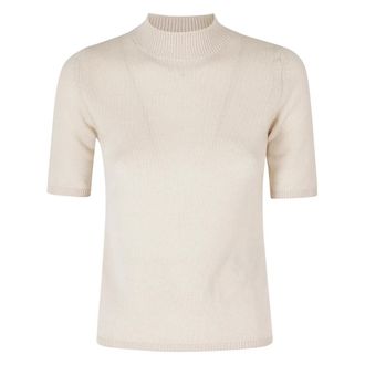 Eleventy Maglione a collo alto a maniche corte - - Knitwear - Donna - Beige - L