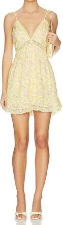 LoveShackFancy Alonna Floral Mini Dress In Lemon Spritz
