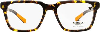 Shinola SH15000 Flexon Rectangular Frames Eyeglasses - Amber Tortoise