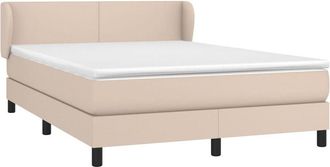 vidaXL Vidaxl - Cama Box Spring Con Colch&oacute;n Cuero Sint&eacute;tico Capuchino 140x190cm
