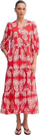 Lola Casademunt Maxi jurk met ruches - Dames - Casual kleedjes - Rood - M - Kleedjes