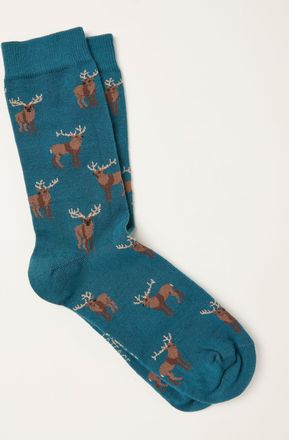 Fat Face FatFace Teal Blue Moose Socks