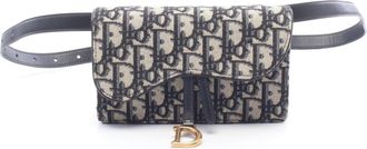 Dior Beige Navy Canvas Leather Fanny Pack Pouch Saddle Bag (Pre-Owned)