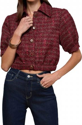 L'agence Cove Cropped Tweed Jacket In Brown/black Cherry Multi Tweed