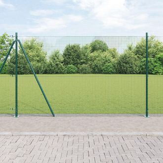 Berkfield Home Welded Wire Fence with 13 Flanged Posts Green 1.4x50 m Steel