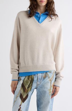 Acne Studios Kaschar Layered Sweater in Dirty White at Nordstrom, Size X-Small