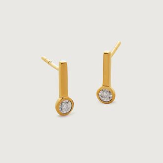 Monica Vinader Gold Diamond Essential Small Drop Stud Earrings Diamond