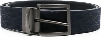 Paul & Shark logo-debossed belt - men - Leather/Leather - 100 - Blue