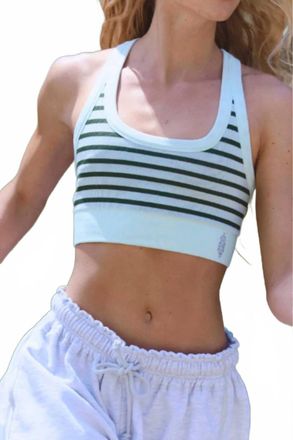 Free People Go To Striped Sports Bra In Mint Green