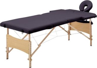 vidaXL Lettino da Massaggio Pieghevole a 2 Sezioni in Legno Viola Vino - Vidaxl