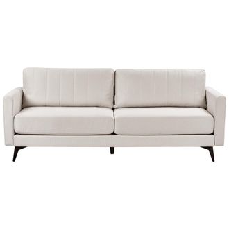 Beliani Beliani - Sof&aacute; 3 Plazas Sala De Estar Estilo Moderno Patas De Metal Negro Tela Beige Claro Mala