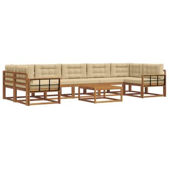 vidaXL Conjunto De Sof&aacute;s De Exterior Con Coj&iacute;n 8 Pcs Natural Y Beige Vidaxl