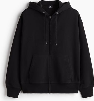 H&M Hoodiejacke mit Zipper in Oversized Fit - Schwarz