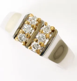 C&A White Gold Yellow Gold White Gold (14K) Yellow Gold (14K) Band Ring (Pre-Owned)