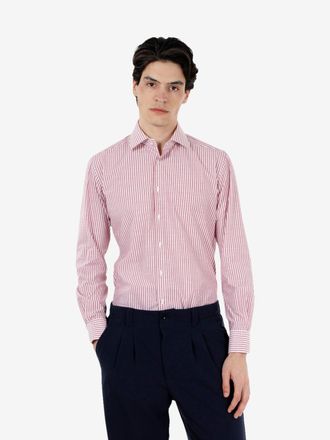 Xacus Camicia travel fit a righe rossa