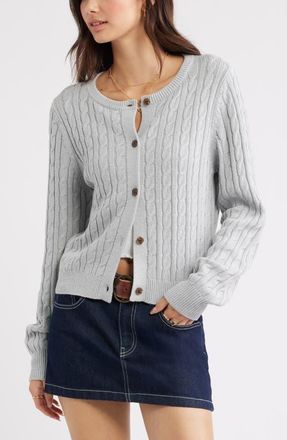 BP. Button Front Cotton Blend Cardigan in Grey Soft Heather at Nordstrom, Size X-Large