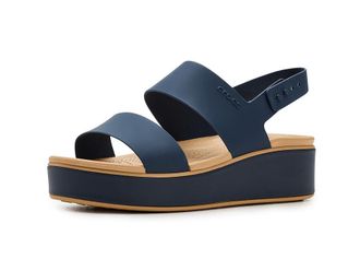 Crocs Brooklyn Cork Low Wedge Womens Sandals Navy/Cashew : 10 M, Synthetic