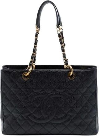 Chanel Pre-owned The Grand Shopping Tote - Dames - Vintage Shopper - Zwart - ONE Size - Leer - Vintage