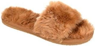 Journee Collection Dawn Faux Fur Slipper in Cognac at Nordstrom Rack, Size 10