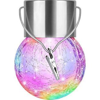 OEM Juego De 10 Luces Solares De Cristal, 9 X 6 Cm, Ip65, Con Gancho Para Jard&iacute;n, Multicolor