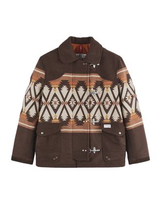 Fay Geometric Patterned Toggle Classic Collar Jacket