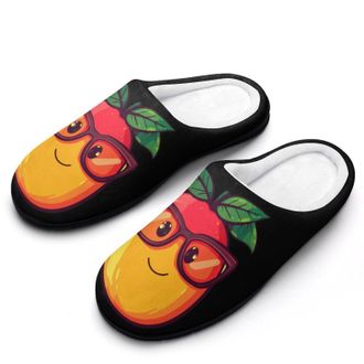 Generic Funny Mango With Glasses Womens Slippers Warm House Slippers Indoor House Shoes with Anti-Skid Rubber Sole