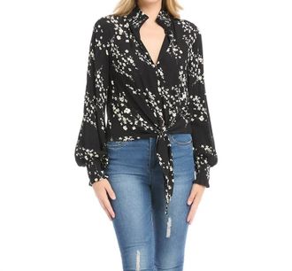 Karen Kane Tierney Tie-Front Top In Black