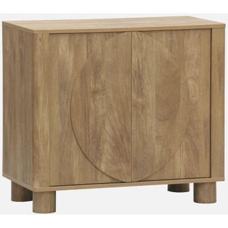 Sweeek Sweeek - Aparador Ex&oacute;tico Efecto Madera De Mango Con 2 Puertas, 80cm, Pondi, Marr&oacute;n Dorado, 80x40x72 Cm