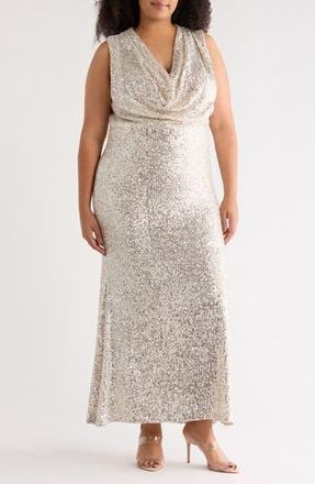 Eliza J Sleeveless Sequin Gown in Silver at Nordstrom Rack, Size 14W