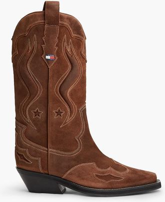 Tommy Hilfiger Womens Tommy Jeans Suede Cowboy Boot - Beige - US 6.5 / EU 37