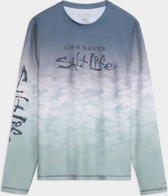 Salt Life Fish Net Fade Perforated Tee in Grey at Nordstrom, Size Medium