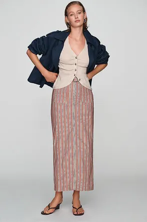 Maeve Colette Plaid Maxi Skirt in Magic Fabric