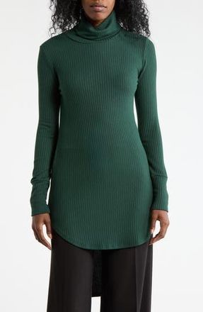 Go Couture Turtleneck High-Low Tunic Sweater in Aventurine at Nordstrom Rack, Size X-Large