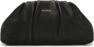 Kazar Zwarte gekreukelde avondhandtas - Dames - Clutches - Zwart - ONE Size - Wol - Tassen