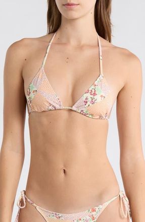 PacSun Triangle Bikini Top in Ivory Multi at Nordstrom, Size X-Small