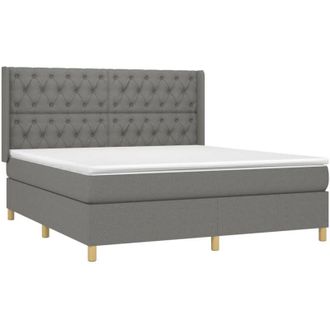 vidaXL Vidaxl - Cama Box Spring Con Colch&oacute;n Tela Gris Oscuro 160x200 Cm