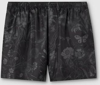 Gucci Printed Silk Twill Shorts, Size 44, Black, Ready-to-wear