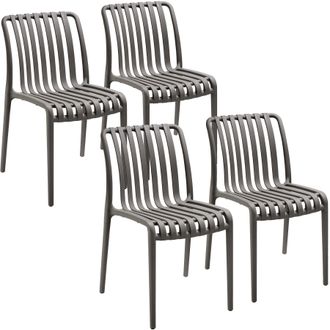 TecTake Garden chairs Alcudia - durable, stackable & weather-resistant in Dark Grey | Size: 4 Person