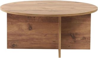 Calicosy Mesa de centro con tablero redondeado L90 cm - Efecto Pino