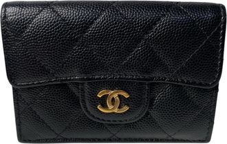 Chanel Black Grained Calfskin Wallet (Tri-Fold) (Pre-Owned)