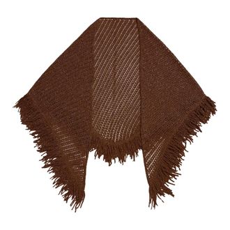 Simona Corsellini Winter Scarves, female, Brown, Size: ONE SIZE Scialle crochet con frange in lurex