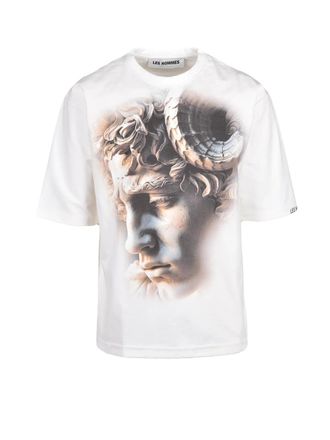 Les Hommes White Sculpture Print Cotton-Blend T-Shirt