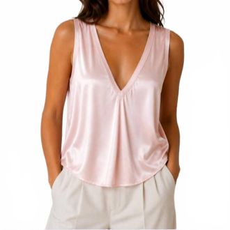 Michael Stars Liz Satin V Tank In Blush