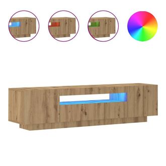 Berkfield Home TV Cabinet with LED Lights Artisan Oak 160x35x40 cm Engineered Wood in Brown | Size: 160 x 35 x 40 cm