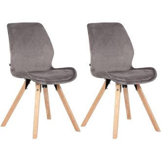 Clp Clp - Set De 2 Sillas De Comedor Luna Con Base De Madera Gris Terciopelo