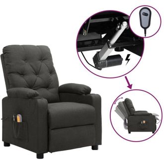 vidaXL Poltrona Massaggiante Elettrica Grigio Scuro in Tessuto - Vidaxl
