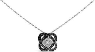 House of Brilliance Black Rhodium Plated Sterling Silver Diamond Accent Geometric Knot Pendant Necklace at Nordstrom