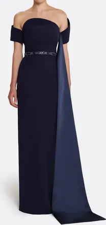 SAFiYAA Giorgia Off The Shoulder Gown In Blue
