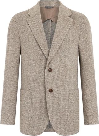Brooks Brothers Jersey Pied de Poule Blazer - Heren - Blazers - Grijs - M - Wol - Jassen
