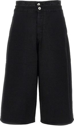 The Attico Cropped denim pants with rhinestones Woman 28